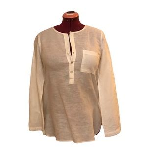 Max Studio Tunic top long or 3/4 sleeves when button cream medium